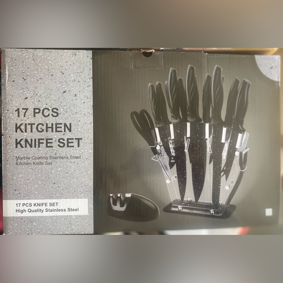 Other - Stainless Steel Knife Set with Black Handles